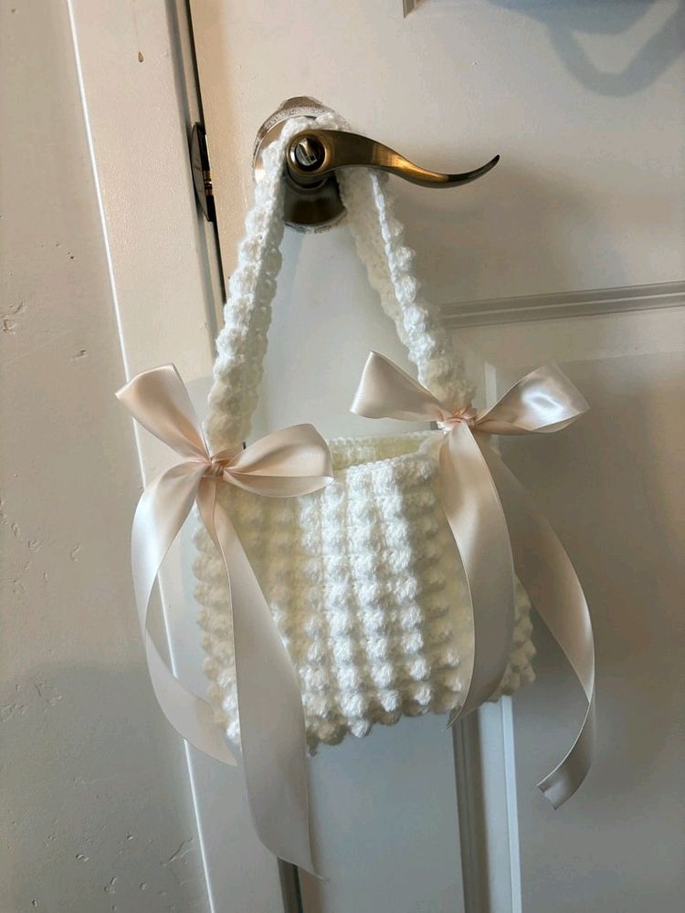 Crochet Ribbon Popcorn Bag