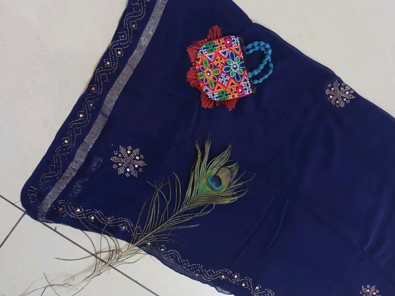 Blue Color Partywear Saari