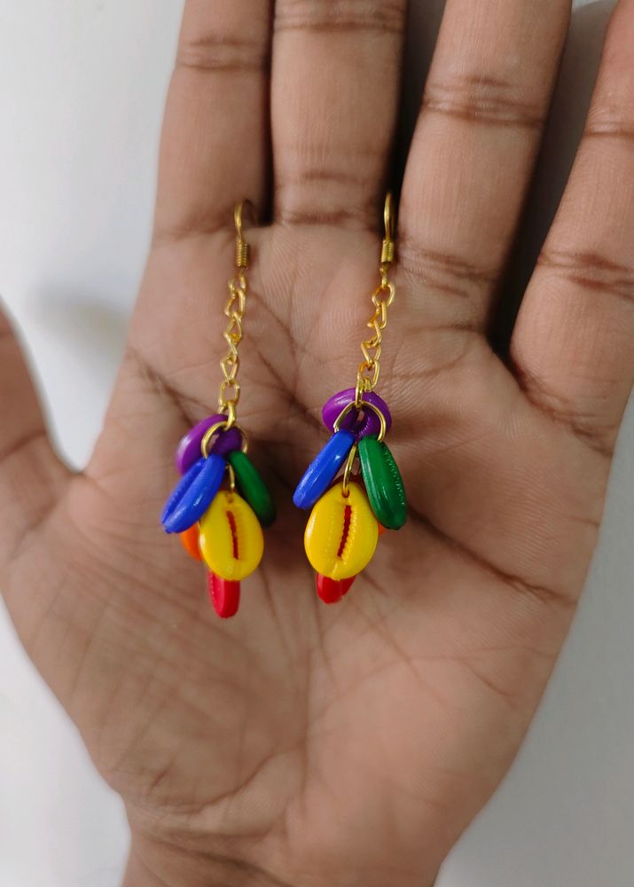 Rainbow Cowri Earrings