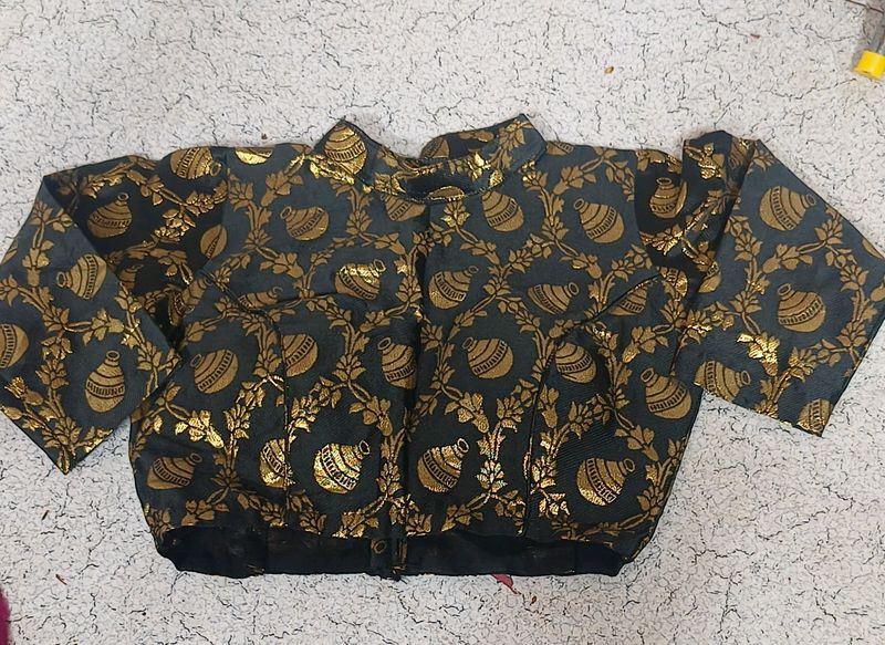 Black Banarsi Golden Blouse