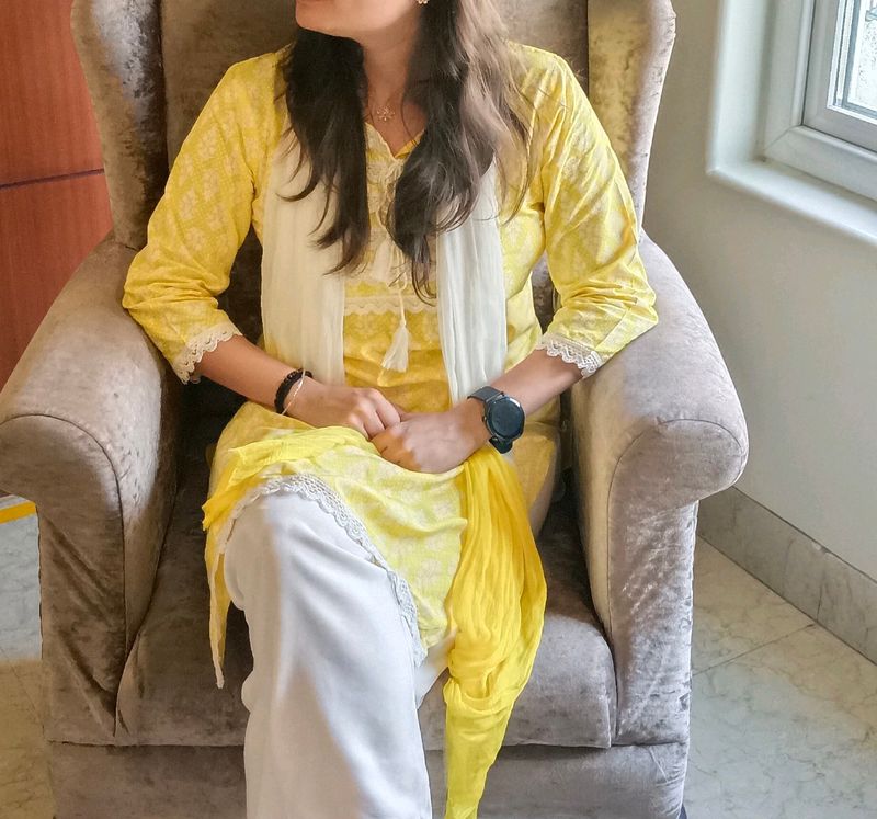 Yellow Embroidered Suit Set