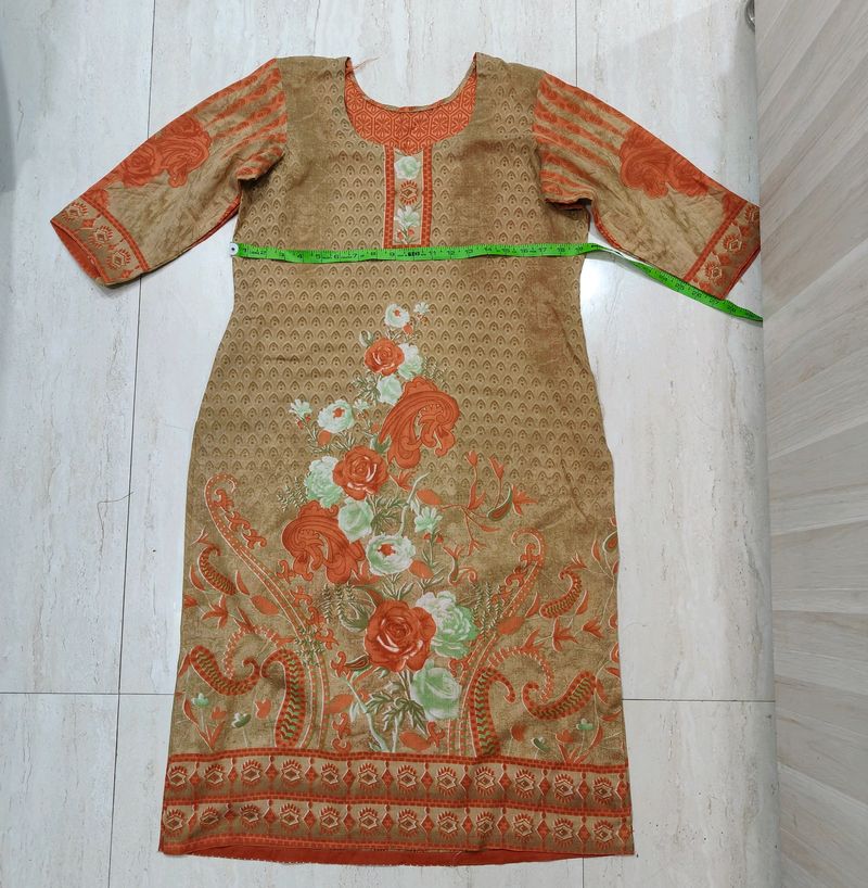 Beautiful Mustard And Peach Kurti