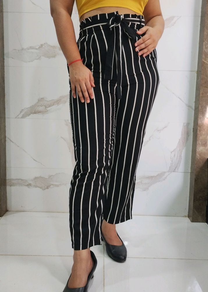 Striped printed trouser