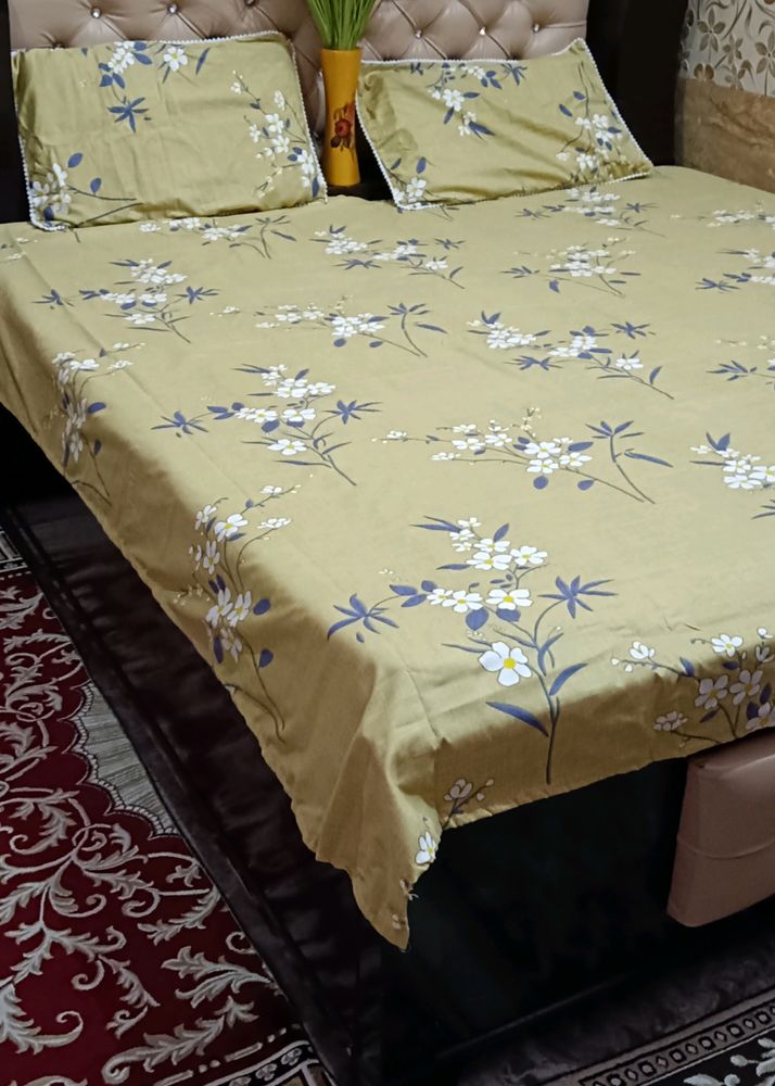 Double Bedsheet With Two Pillow Cover