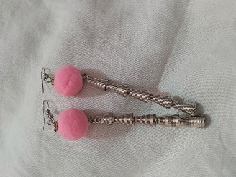 Long Pink Hanging Earring