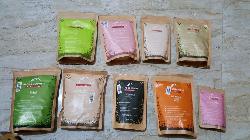 NEW ALPS GOODNESS FACE PACK POWDERS COMBO OF 9