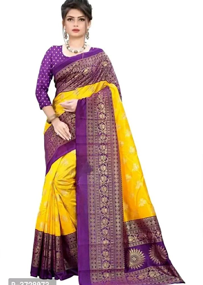 New Yellow And Purple  Saree...