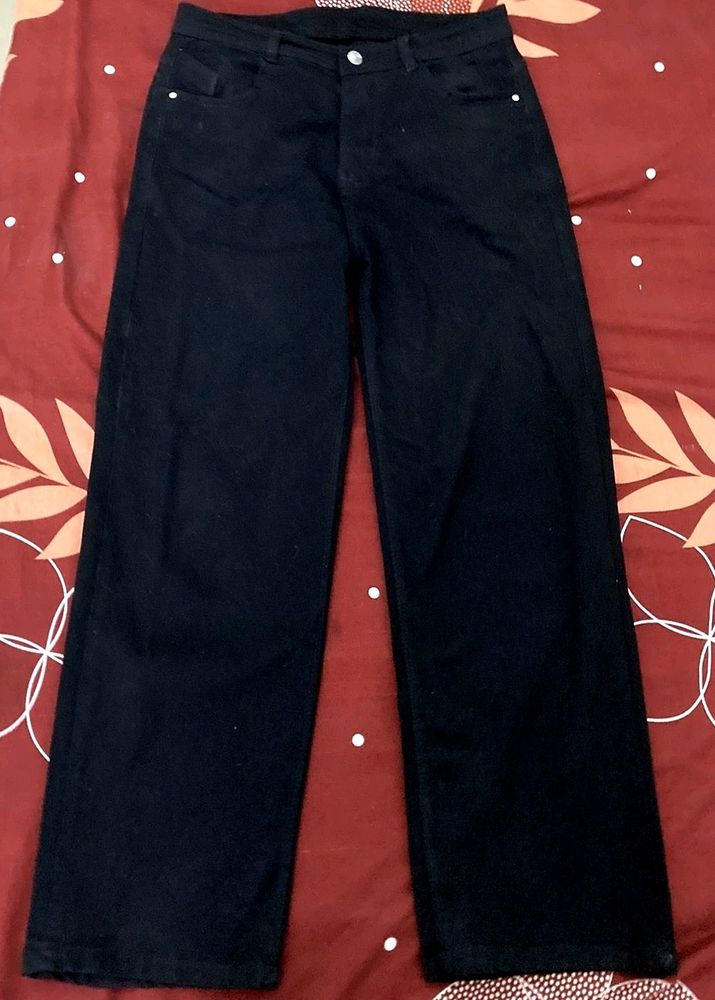 Wide flared black jeans