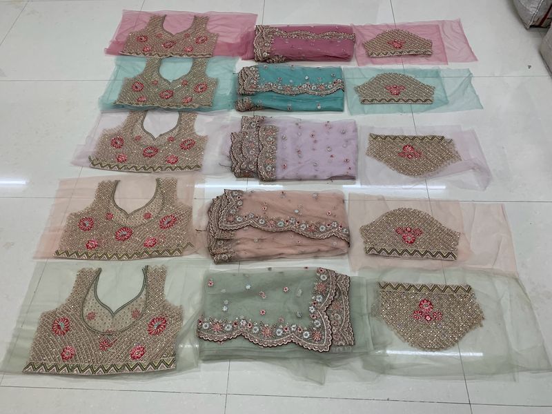 Brand New Embroidery Work Saree In 5 Colour