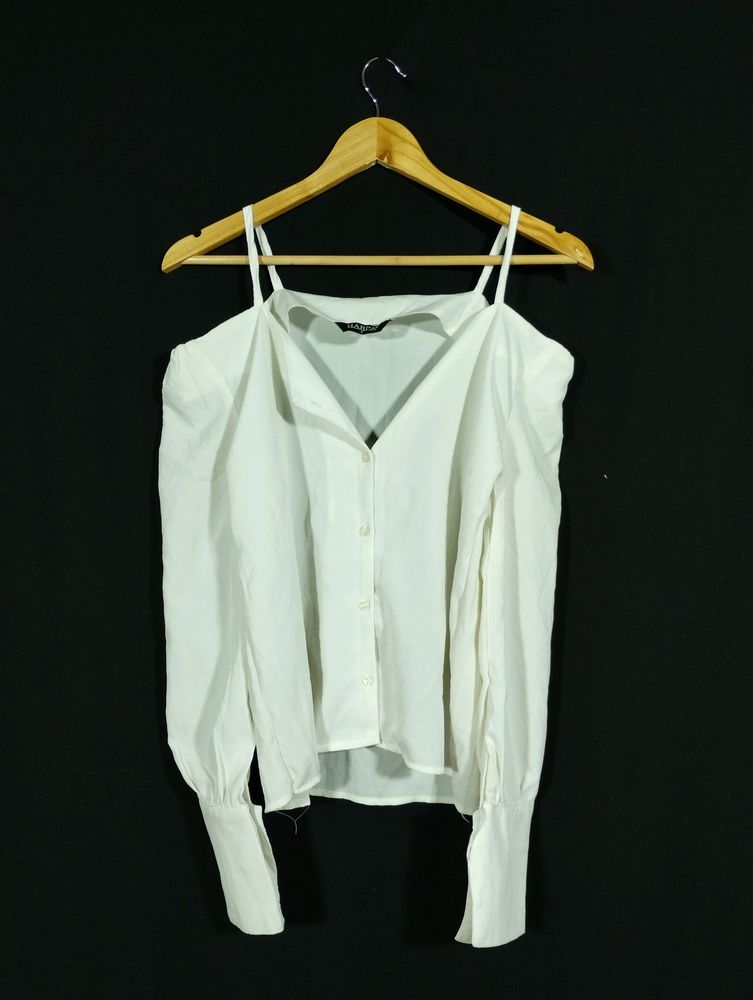 White Shoulder Cut Top (Women)