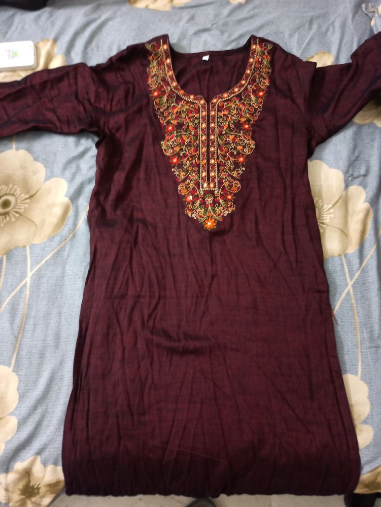 Maroon Straight Kurti Medium To Large