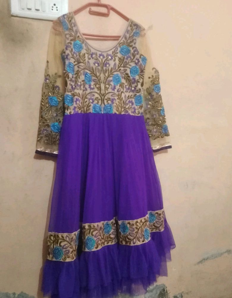 Purple Anarkali With Set