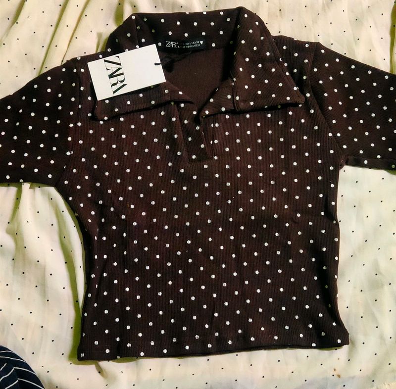 Zara polka dotted  Crop top