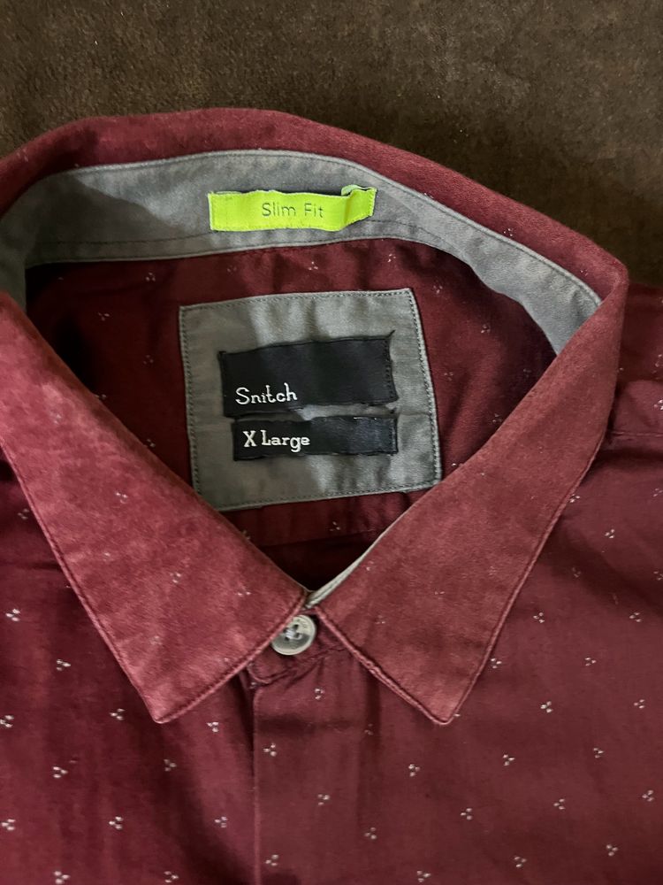 Maroon Colour Branded Shirt