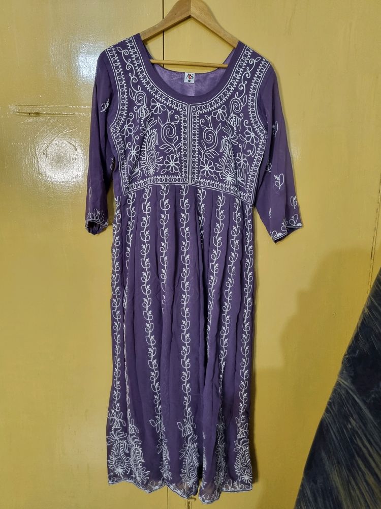 Chikankari Kurti Purple