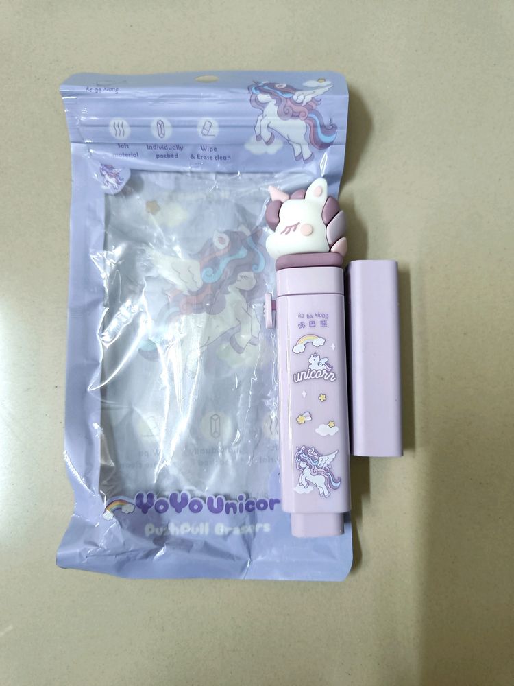 Unicorn Push Erasers Set