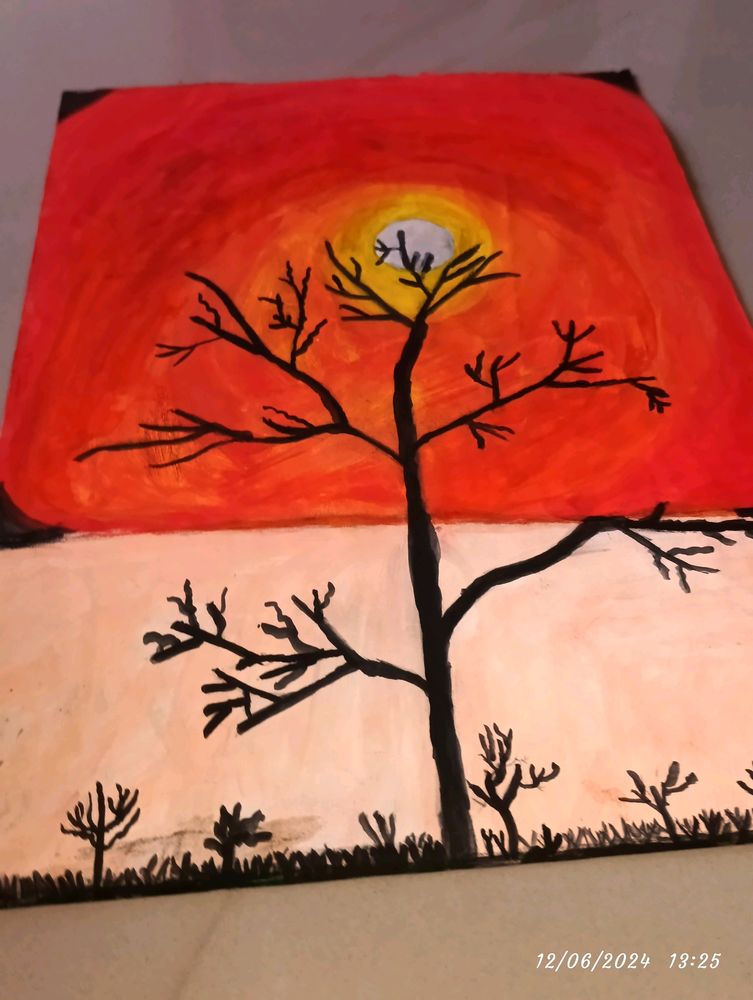 Sunset Nature Shadow 🖤✨Watercolor Painting 🖌️🎨