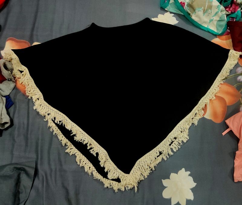 Black Cape Top With Beautiful Thred Work