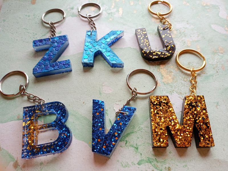 Handmade Resin Alphabet Keychains