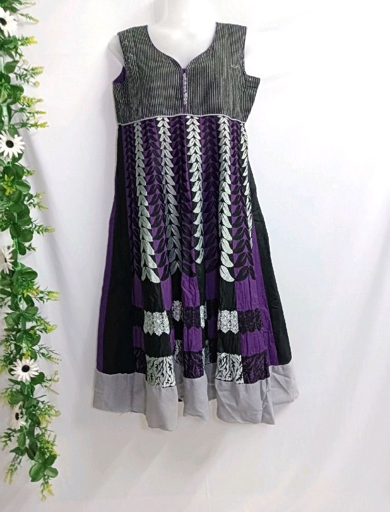 Purple Embroidered Anarkali Kurti