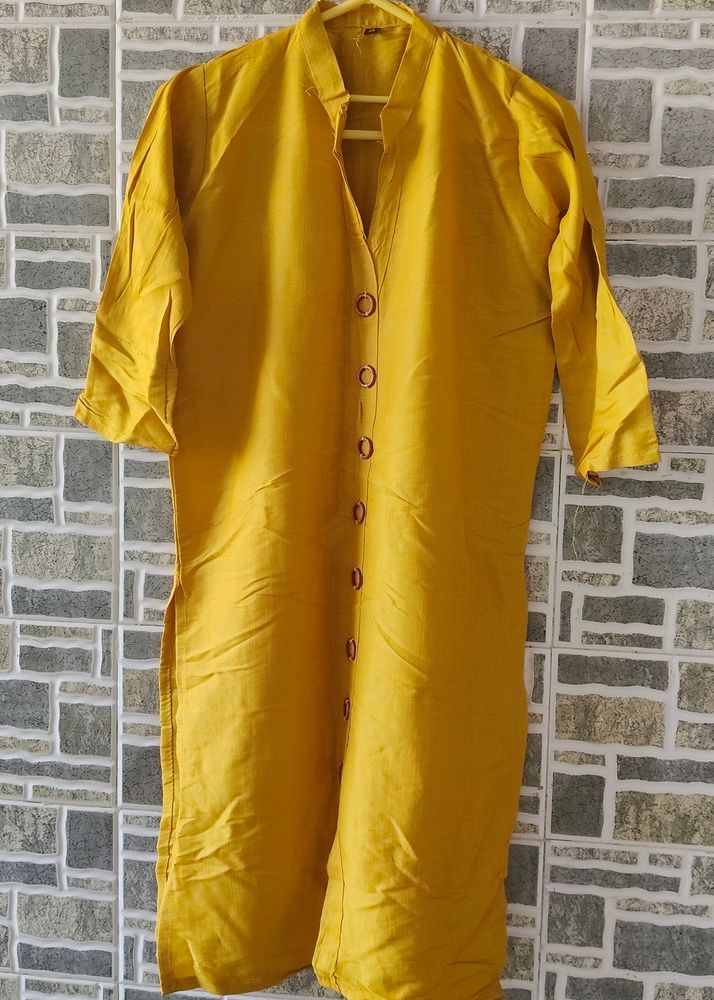 Yellow Plain Kurti.Size : XL