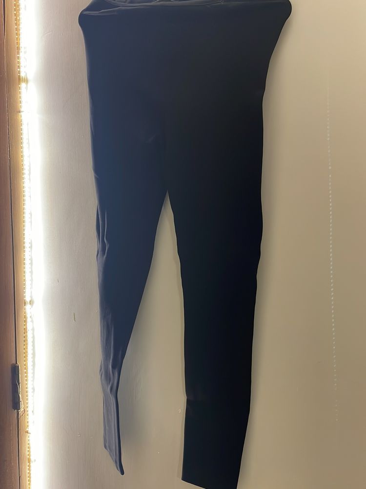 ZARA Black Leggings with Waist Detail Slim Fit