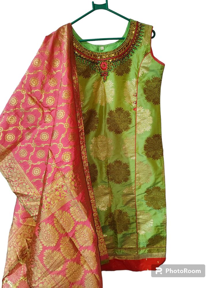 Mehandi Colour Kurta Duppata Set For Women