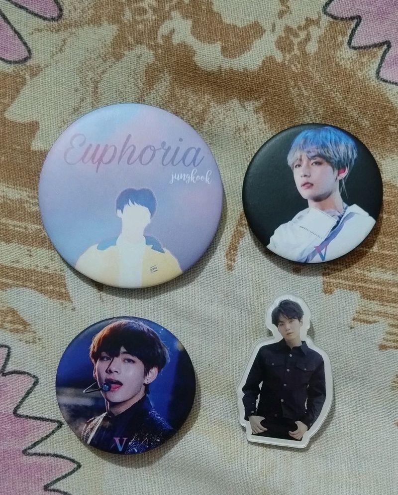 Unofficial BTS V, Jungkook And Suga Badges