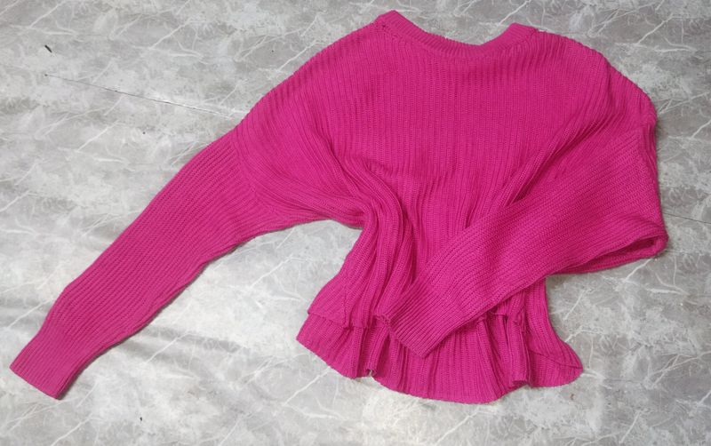 Magenta Oversize  Knit Sweater