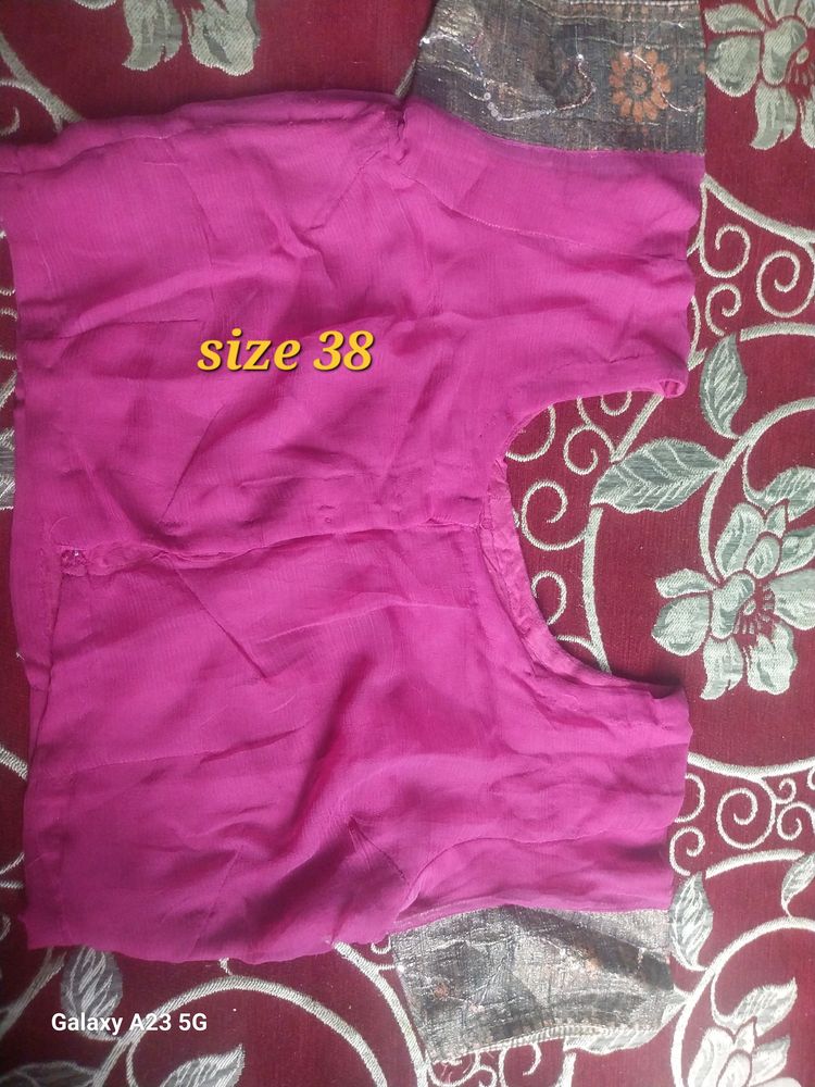 Siffon screen printed pinc Rose  clr ston work