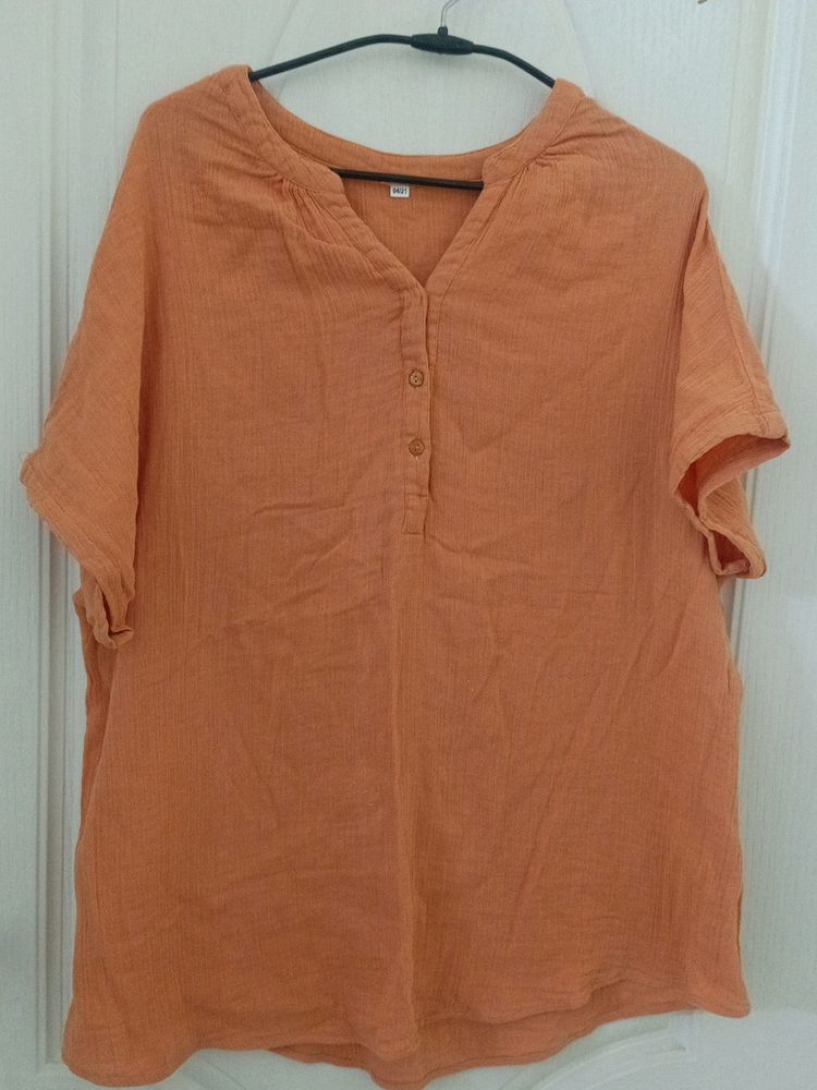 Orange Loose Fit Tunic Top