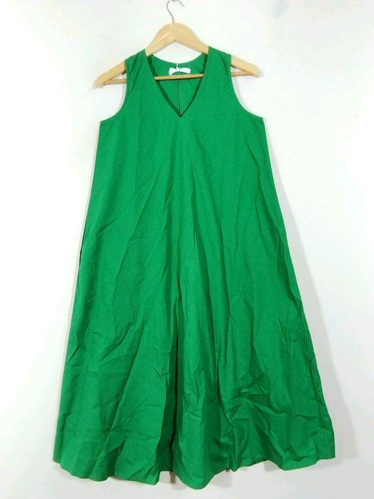 Oziss Green Plain Western Dress (Women)