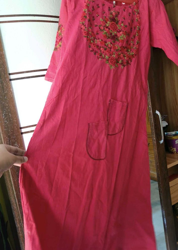 3D Embroidered A-line Kurti