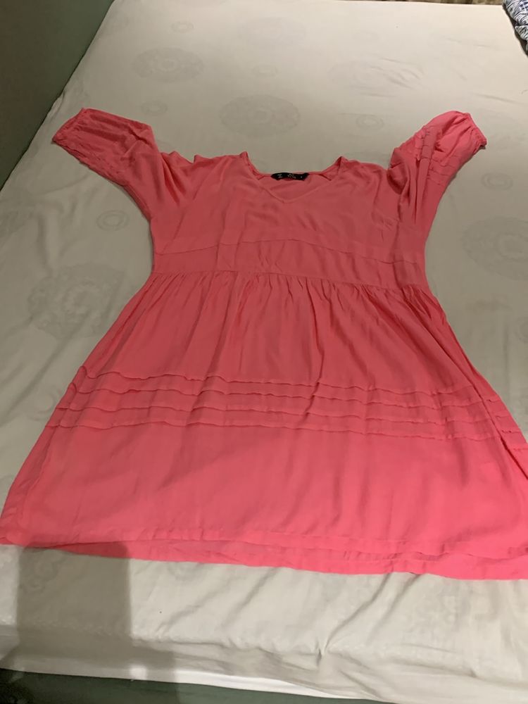 Pink Dress With Three Fourth Sleeves