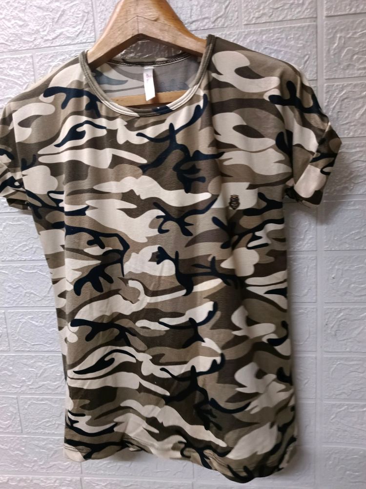 Military Print T-shirt For Small To Medium Size