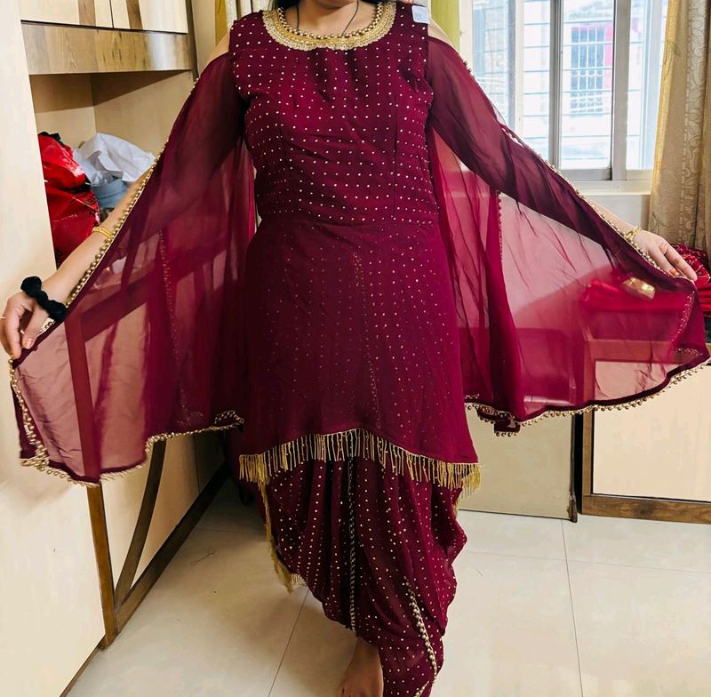 Maroon Patiala Dress