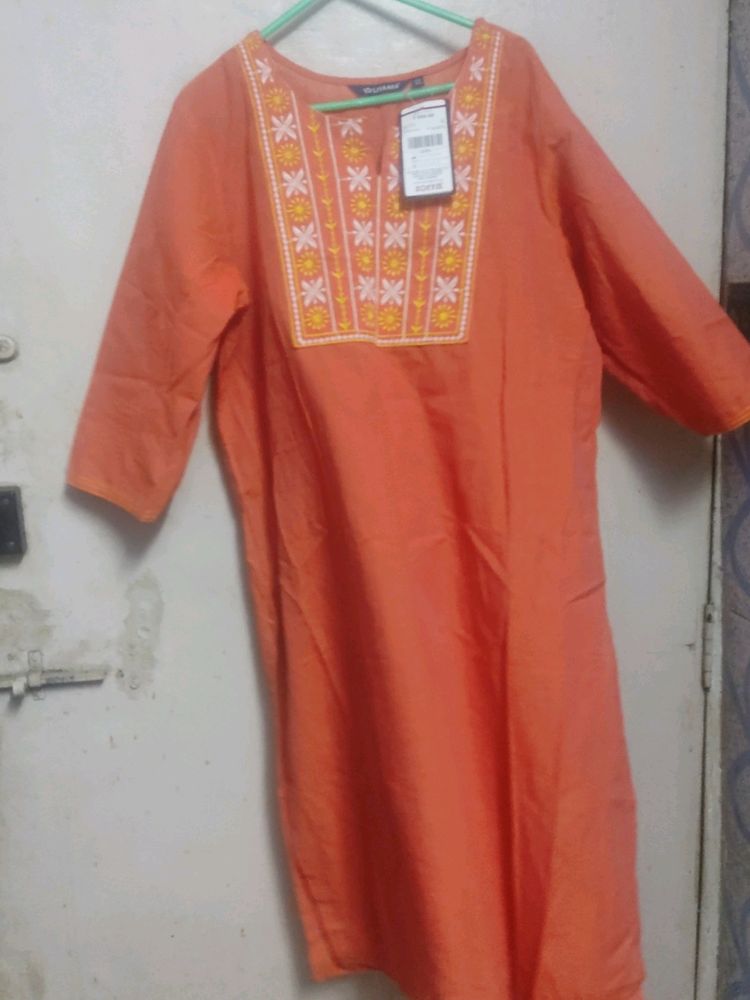 New Orange Kurta Dual Tone With Pink Shade