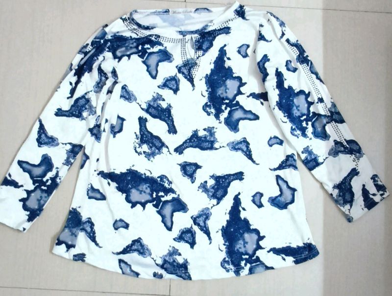 White And Blue Top For Girls/Women