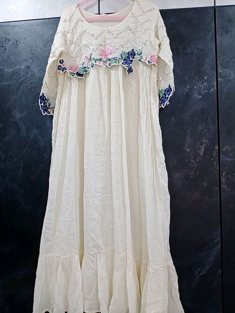 Floral Embroidered A-line Dress