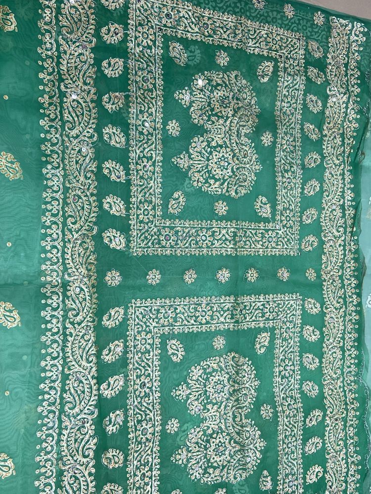 A Beautiful Zari Work Saree With Sequence