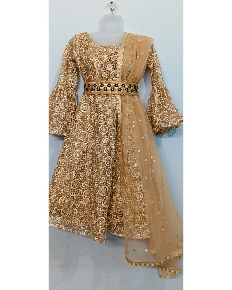 Designer Party Wear Dress With Belt And Dupatta