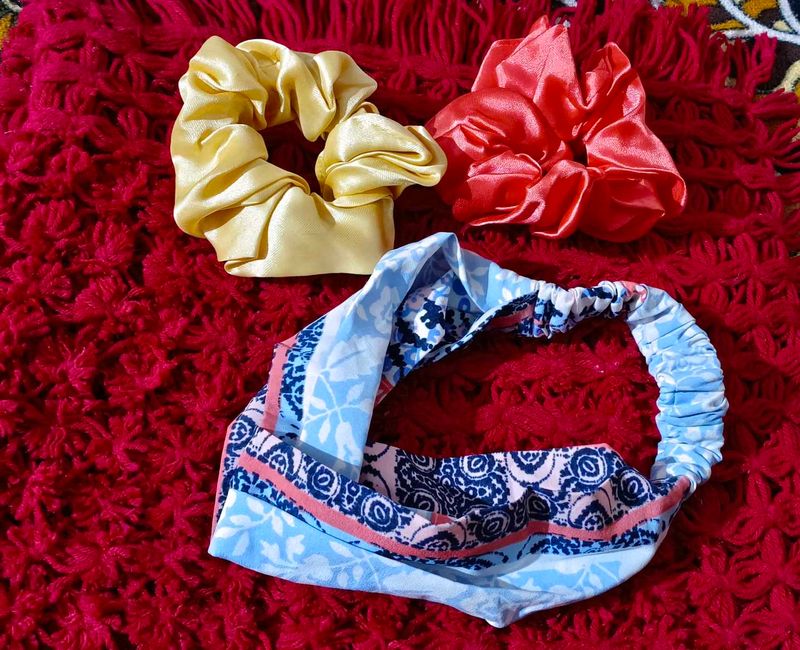 Satin Scrunchies And Hair Band