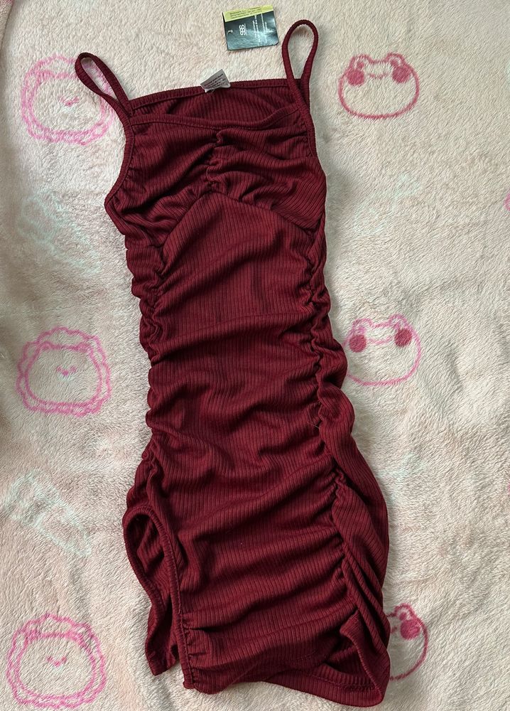 Maroon Bodycon Mini Dress