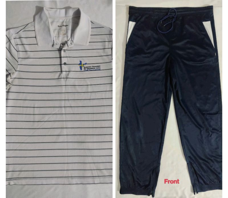 Blue Track Pant With White T Shirt