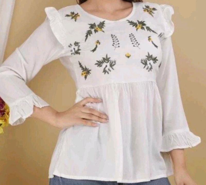 White Embroidered Top