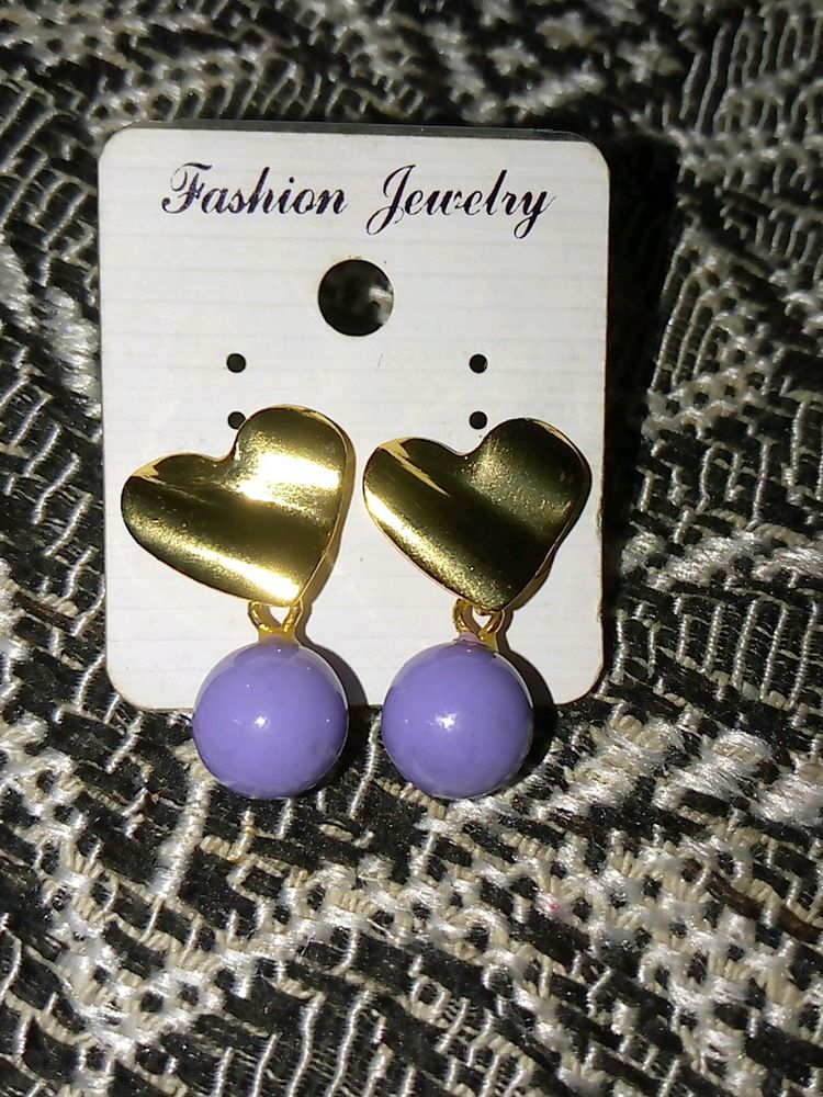 Trendy Golden Heart With Pearl Drop Korean Earring