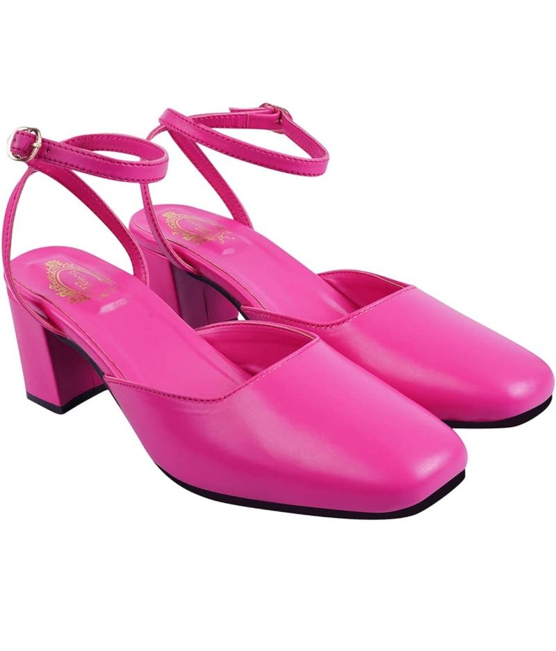 Pink Block Pumps