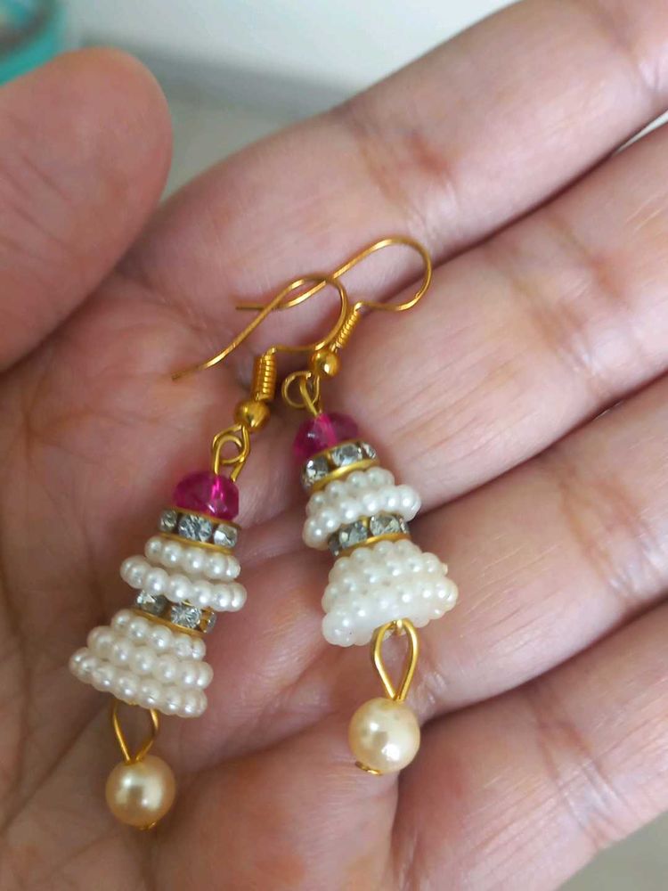 White Pearl Jhumki Earring