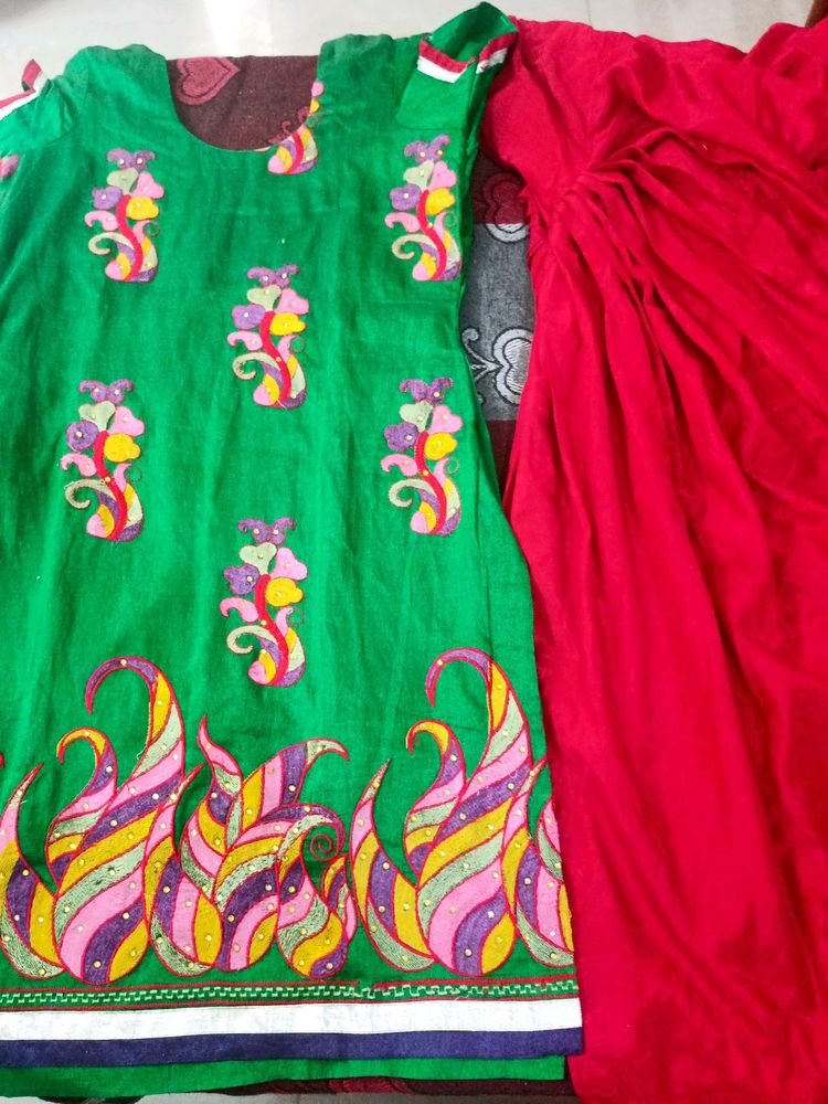 Green Patiala Salwar Kurti Set