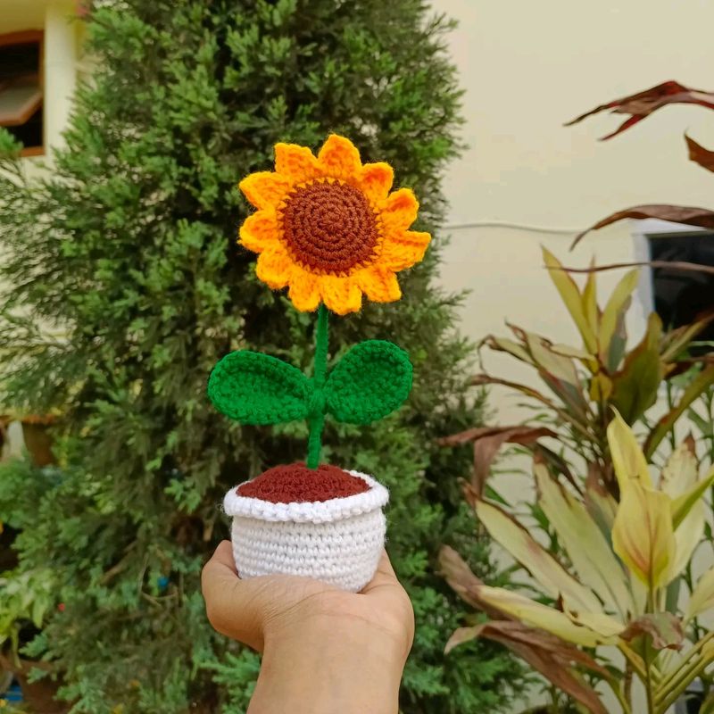 crochet sunflower pot